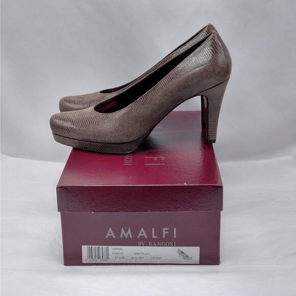 Amalfi by Rangoni Daniel Pumps Women's 7.5M Brown Textured Italy High Heel Shoes - Picture 1 of 11